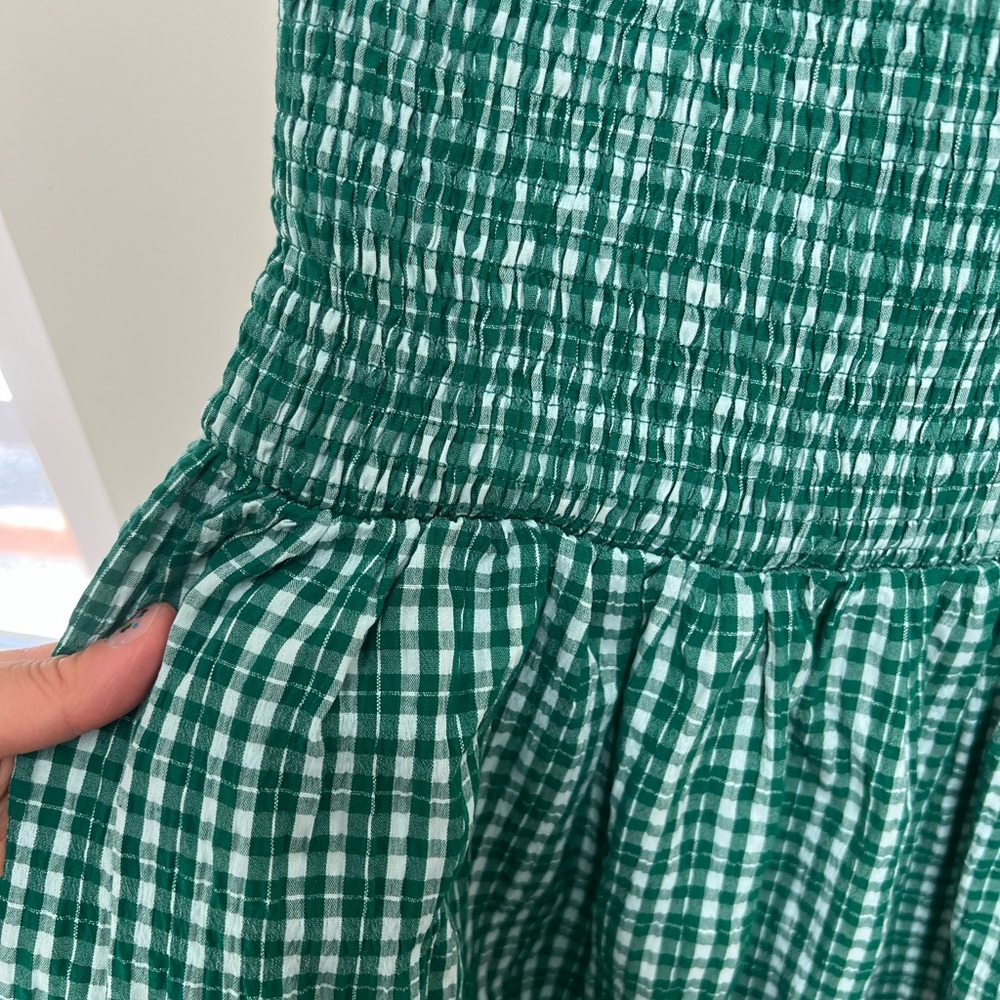 All Row Smocked Plaid Midi Dress - Picture 5 of 8